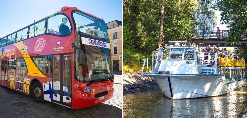 Billet Formule combinée Helsinki : circuit en bus à arrêts multiples 24h et magnifique route des canaux, croisière dans l'archipel 1h30