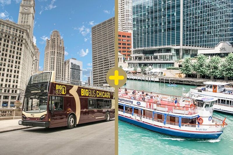 Billet Visite de l'architecture de la rivière Chicago et visite en hop-on hop-off Big Bus