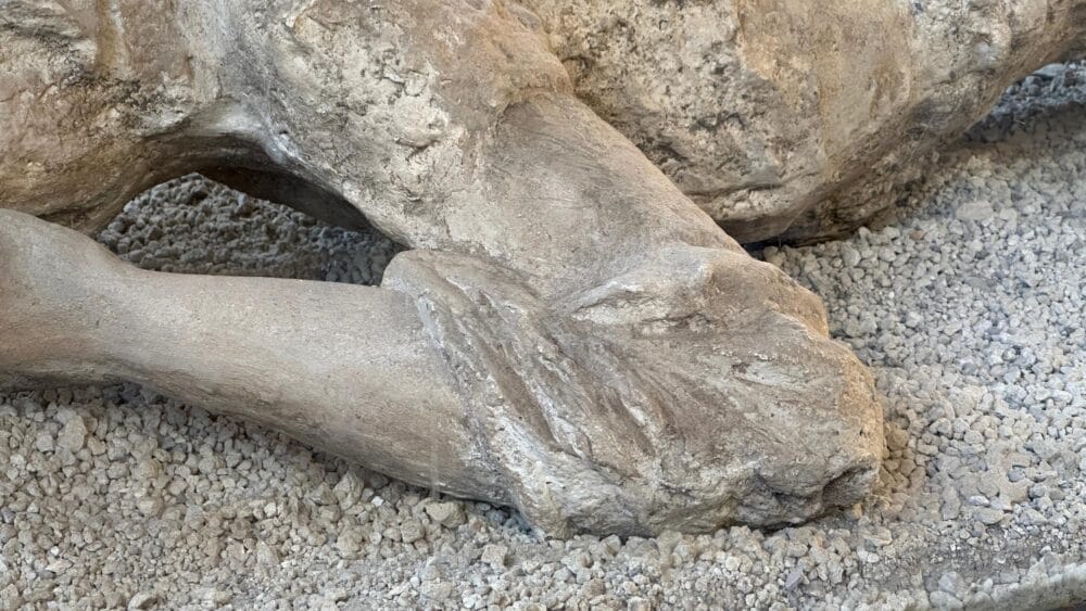 Moulage en plâtre d'une victime à Pompéi