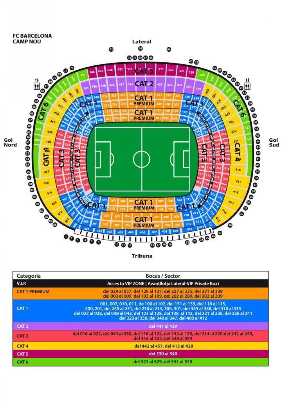 Plan du stade du Camp Nou, Barcelone