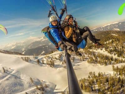 Vol d'hiver en parapente en tandem depuis Kronplatz, Dolomites
