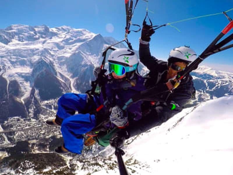 Vol parapente biplace en face du Mont-Blanc, Chamonix