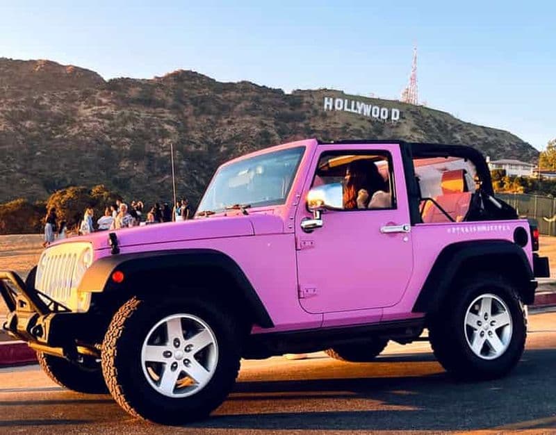 Visite privée du panneau Hollywood de Los Angeles en Jeep rose