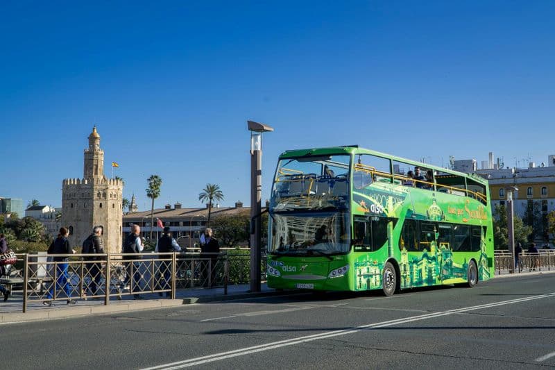 Offre : bus touristique, croisière sur le Guadalquivir, spectacle de flamenco et visite guidée de Séville