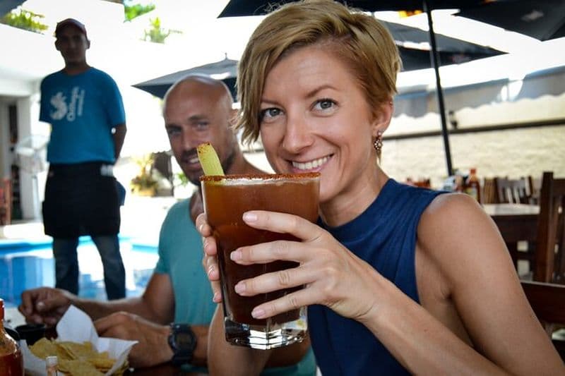 Bières mexicaines et fruits de mer à Playa del Carmen