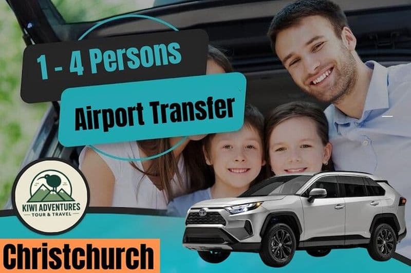 Christchurch INTL Airport Transfert en voiture à City max 4 personnes