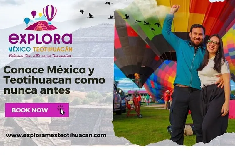 Vol en montgolfière + Petit-déjeuner dans une grotte + Prise en charge à Mexico + Pyramides