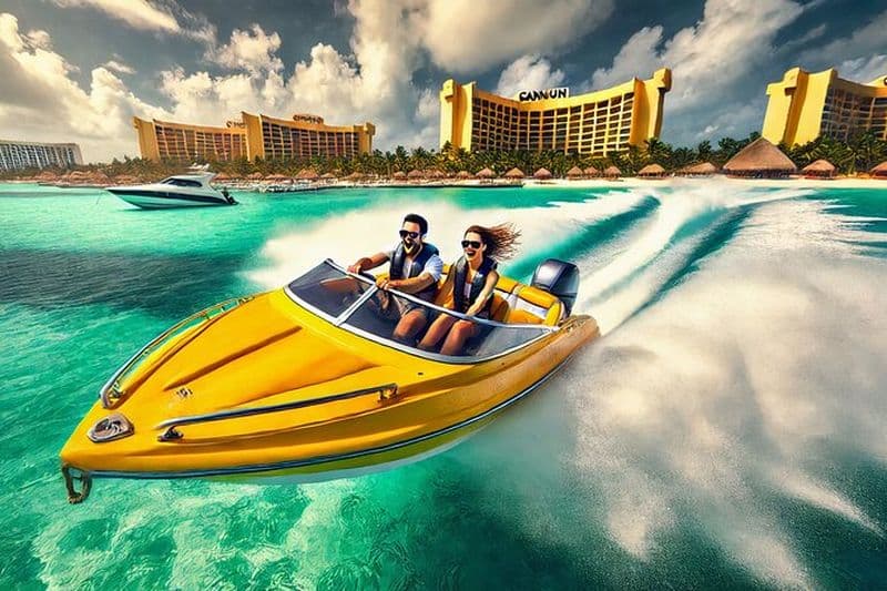 Adrénaline & Récifs: Bateau à moteur et plongée en apnée à Cancún