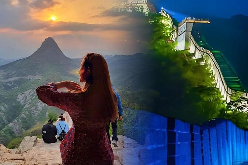 Mutianyu Grande Muraille: Visite en bus de nuit et coucher du soleil + option nuit