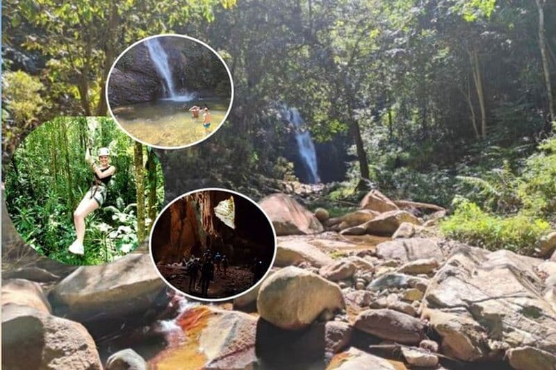 16 lignes Tyrolienne, grotte, randonnée et cascade de Biausevu