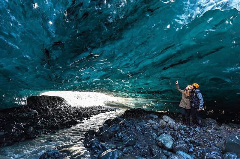 Grotte de glace de 3 jours, côte sud, cercle d'or et aurores boréales