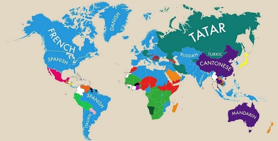 Carte Seconde Langue Plus Parlees Monde 