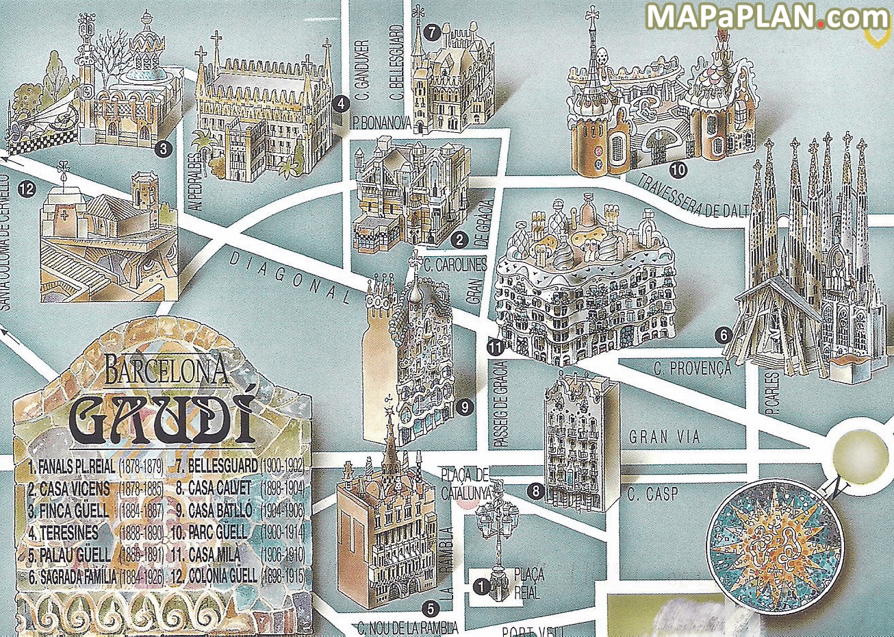 carte des monuments de barcelone